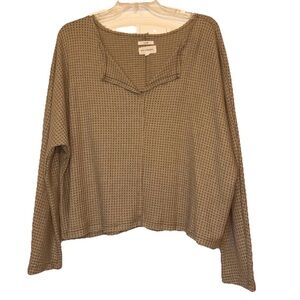 Blu Pepper Olive Waffle-Knit V-Neck Pullover